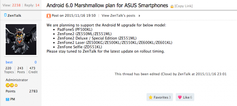 Zenfone update Marshmallow