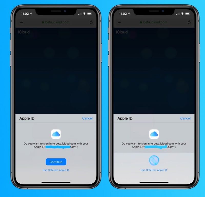 icloud sign in Face ID or Touch ID